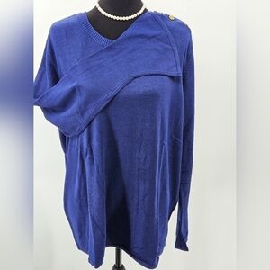 NWT IMAN Global Chic NAVY BLUE Pullover Sweater w/ Flares Sleeves sz 1X